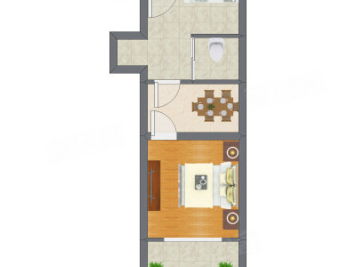 1室1厅 40.30平米户型图