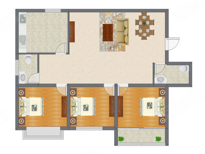 3室2厅 123.60平米户型图