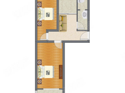 2室1厅 65.12平米
