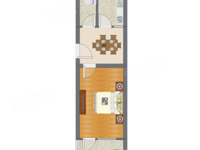 1室1厅 42.68平米户型图