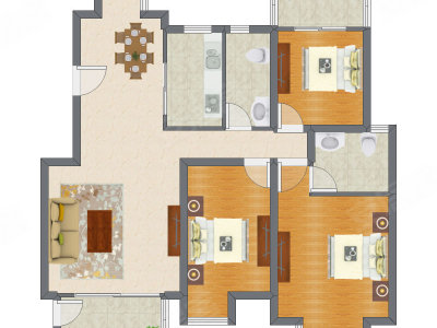 3室2厅 135.64平米