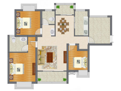 3室2厅 117.21平米