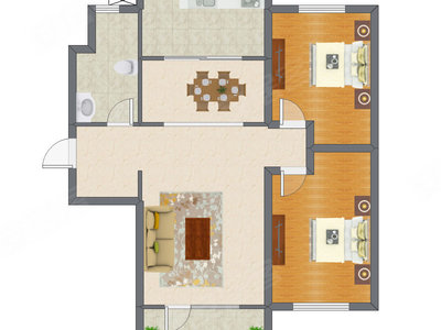 2室2厅 98.45平米户型图