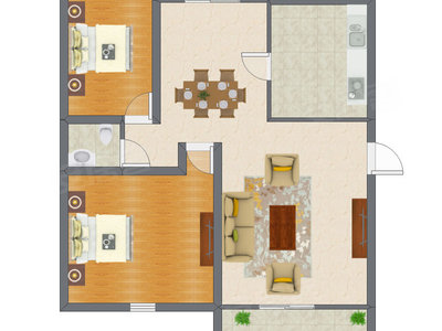 2室2厅 95.50平米户型图