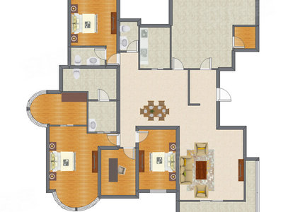 4室2厅 264.00平米户型图