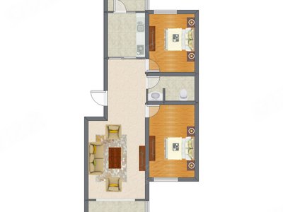 2室1厅 88.45平米