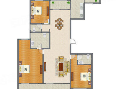 3室2厅 188.00平米户型图
