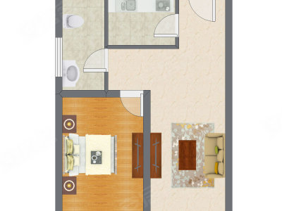 1室1厅 73.37平米户型图