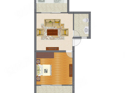 1室1厅 58.00平米户型图