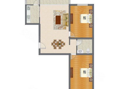 2室2厅 120.22平米户型图