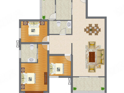 3室2厅 134.62平米