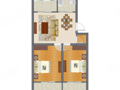 2室1厅 78.26平米户型图