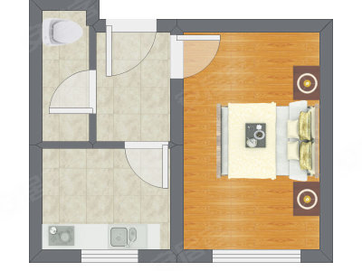 1室0厅 39.53平米户型图