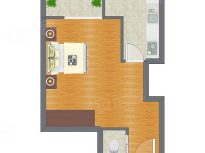 1室0厅 41.31平米户型图