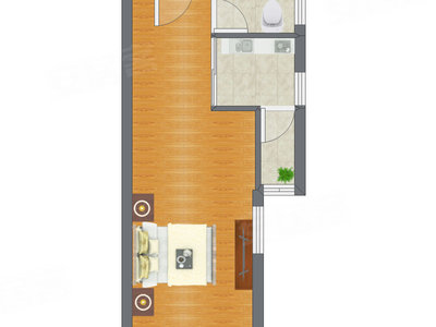 1室0厅 34.52平米户型图