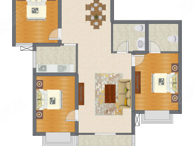 3室2厅 119.07平米户型图