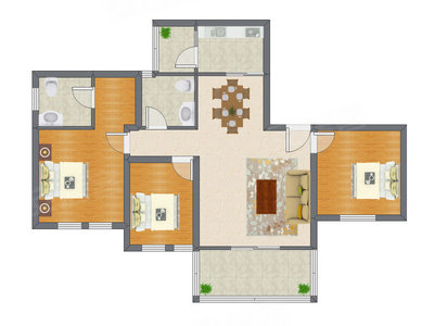 3室2厅 110.45平米户型图