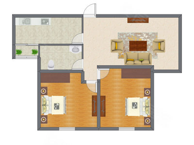 2室1厅 86.55平米