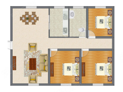 3室2厅 87.23平米