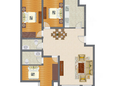3室2厅 89.05平米户型图