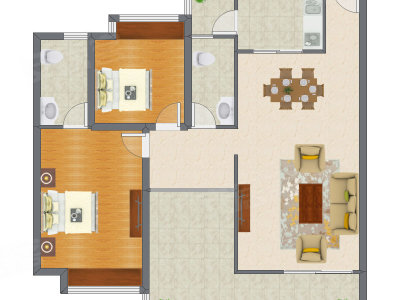 2室2厅 97.55平米