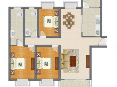 3室2厅 134.65平米