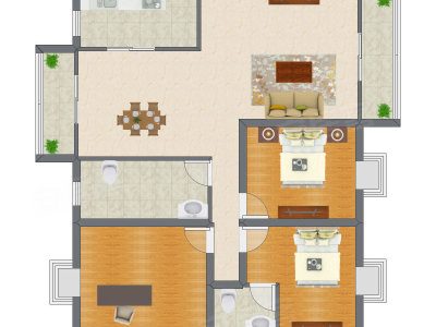 2室2厅 125.00平米户型图