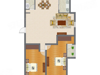 2室2厅 111.00平米户型图