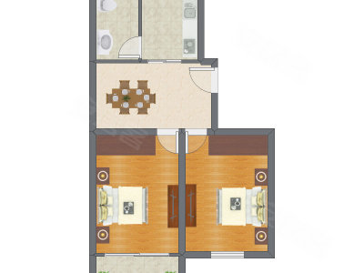 2室1厅 71.30平米户型图
