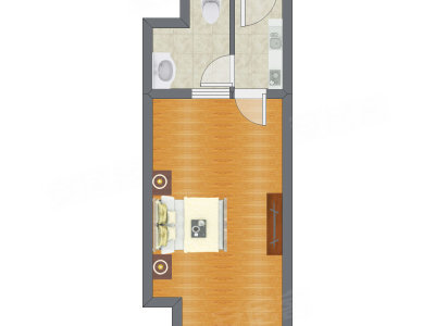1室0厅 53.03平米户型图
