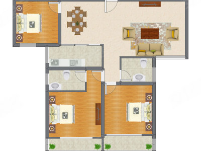 3室2厅 136.30平米户型图