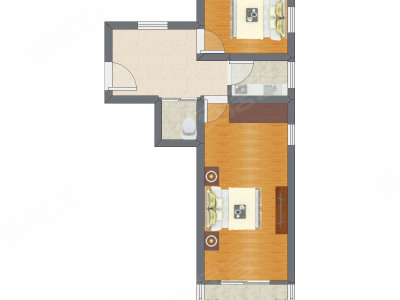 2室1厅 36.50平米户型图