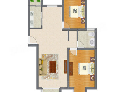 2室1厅 105.88平米