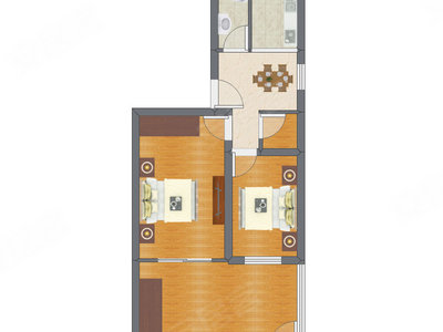 2室1厅 54.74平米