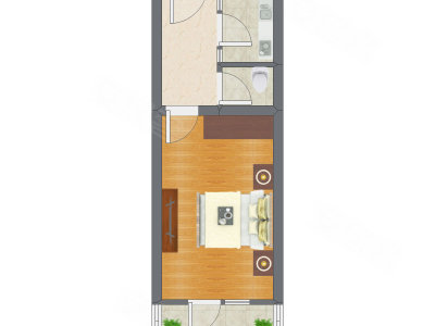 1室1厅 36.19平米户型图