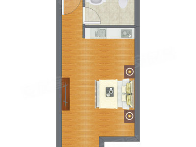 1室0厅 35.98平米户型图