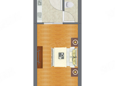 1室0厅 30.73平米户型图