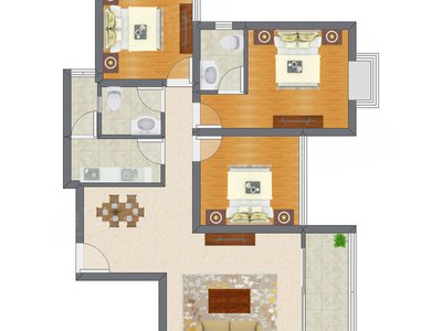 3室2厅 100.37平米