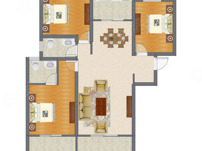 3室2厅 128.78平米