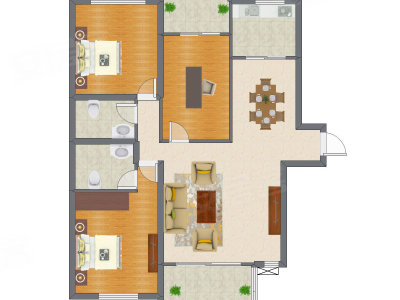 3室2厅 100.22平米