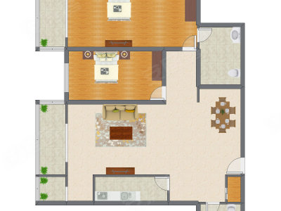 2室2厅 188.80平米