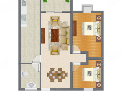 2室2厅 69.00平米户型图