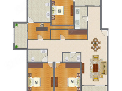 3室2厅 215.32平米户型图