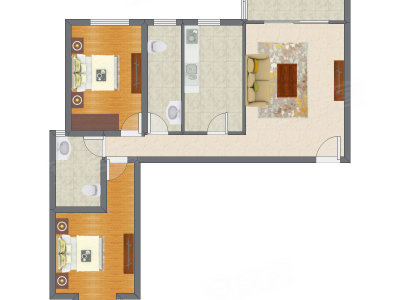 2室1厅 115.40平米户型图