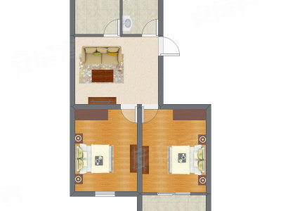 2室1厅 51.56平米