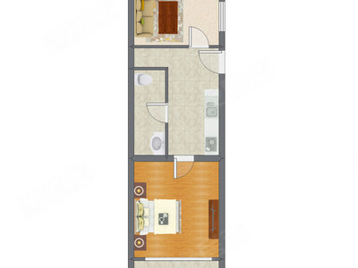 1室1厅 54.06平米户型图