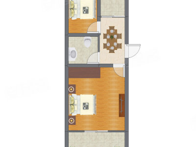 2室1厅 45.61平米