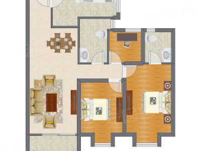 2室2厅 110.75平米户型图