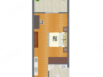 1室1厅 40.66平米