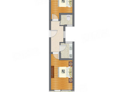 2室1厅 47.26平米户型图